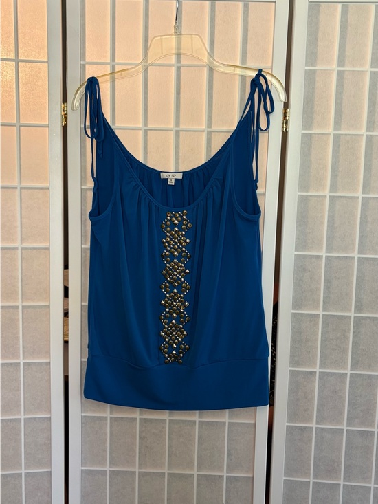 Cache Tops - Cache Royal Blue Embellished Tie-Shoulder Camisole